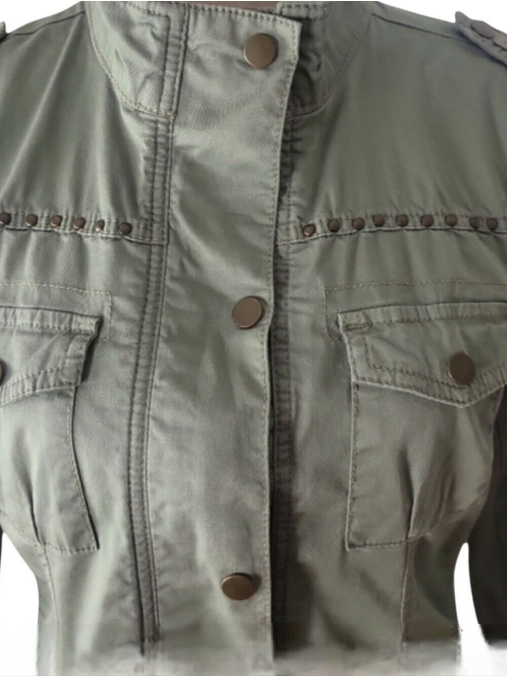 Style & Co Olive Green Utility Jacket Petite Medium - Picture 6 of 9